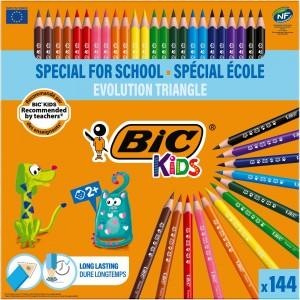 BiC Kids Evolution ECOlutions Triangular Colouring Pencils, Classpack of 144