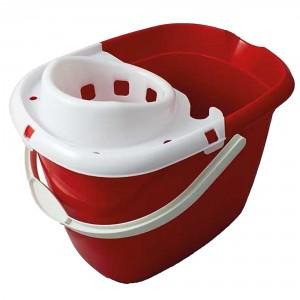 Mop Bucket, 15 litres, Detachable Strainer, Red