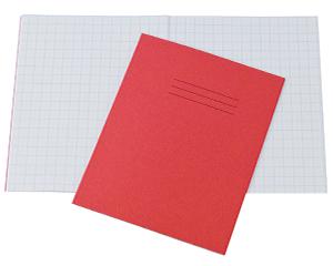 Exercise Books, 203x165mm, 48 Pages, Ruled 10mm Squared, Red Covers, Pack of  100