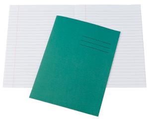 Exercise Books, 229x178mm, 48 Pages, Ruled 8mm Feint and Margin, Green Covers, Pack of 100