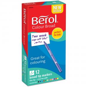 Berol Colour Broad Pens, Assorted Colours, Pack of 12