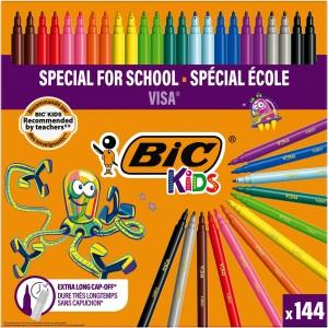 BiC Kids Visa Colouring Felt Tip Pens, Classpack of 144