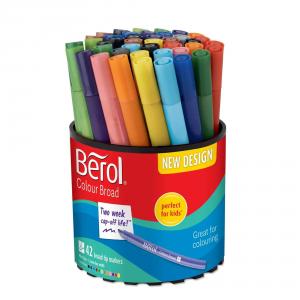 Berol Colour Broad Pens, Assorted Colours, Tub of 42