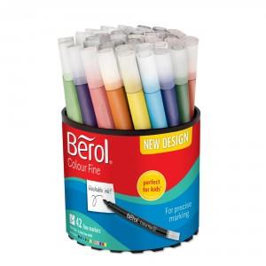 Berol Cololur Fine Pens, Assorted Colours, Tub of 42