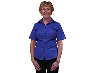 Short Sleeve Oxford Blouse, Blue, Size 14