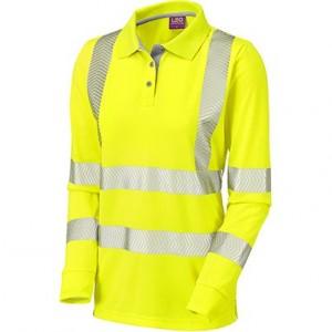 Hi-Vis Women's Polo Shirt Long Sleeve, Yellow, Size 10