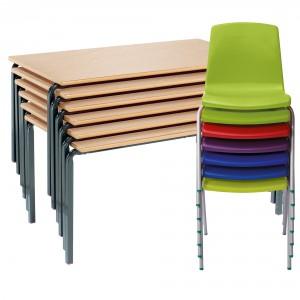 Classroom Packs, 4 Crushed Bent Tables (1100x550x640mm), 8 NP Chairs Package