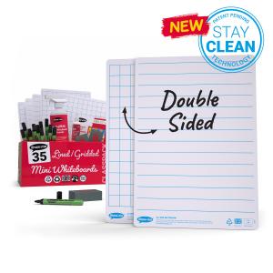 Show-me A4 Lined/Gridded Mini Whiteboards, Classpack 35 Sets