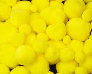 Pom Poms, Assorted Sizes, Pack of 100, Yellow