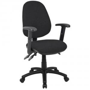 High Back Operator Chair with Black Adjustable Arms, Charcoal