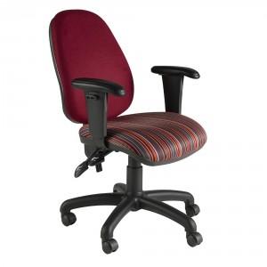 High Back Operator Chair with Black Adjustable Arms, Red