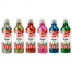 Glitter Paint, Assorted Colours, Pack of 6