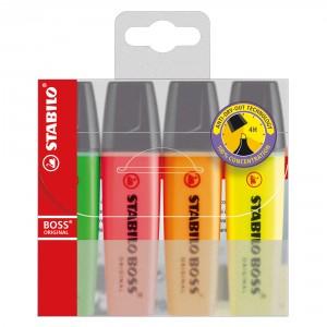 STABILO BOSS ORIGINAL Highlighters, Assorted Colours, Pack of 4