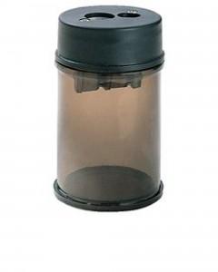 Pencil Sharpener, Double Hole, Plastic Canister