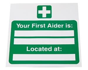 First Aider Location Sign, Self Adhesive