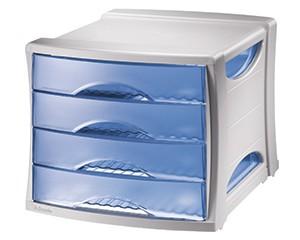 Drawer Unit, Intego 4, Grey/Transparent Blue