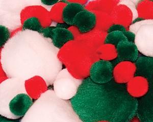 Pom Poms, Festive Colours, Pack of 100