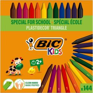 BiC Kids Plastidecor Triangle Crayons, Classpack of 144