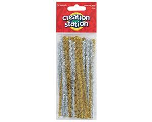 Pipe Cleaners, 15 cm, Metallic Gold & Silver, Pack of 40