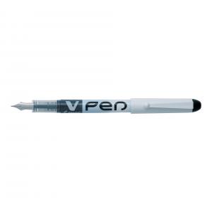 V Pen White Barrel Fountain Pen, Black, Pack of 12