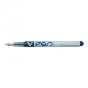 V Pen White Barrel Fountain Pen, Blue, Pack of 12