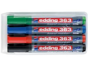 edding 363 Drywipe Board Markers, Pack of 4, Assorted