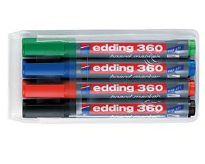 edding 360 Drywipe Board Markers, Pack of 4, Assorted