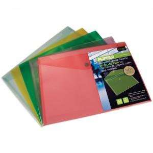 Popper File, Recycled, A4, Pack of 5, Assorted Colours