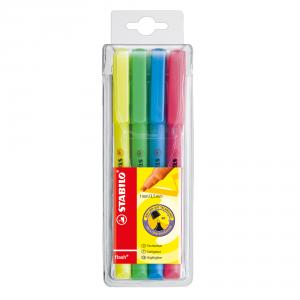 STABILO Flash Pocket Highlighters, Assorted Colours, Pack of 4