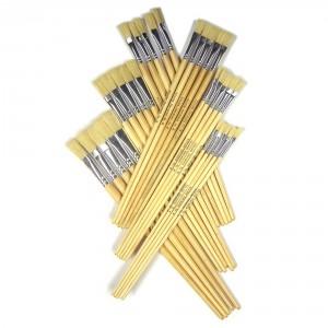 Paint Brushes, Hog Hair, Flat, Long Handled, Pack of 60