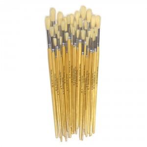 Paint Brushes, Hog Hair, Round, Long Handled, Pack of 30