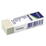 Erasers, Plastic White, 61x21mm, Pack of 20abc