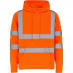 Hi-Vis Hoodie With ERYC Heat Sealed Logo, Orange, Size Smallabc