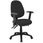 High Back Operator Chair with Black Adjustable Arms, Charcoalabc