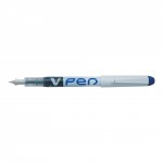 V Pen White Barrel Fountain Pen, Blue, Pack of 12abc