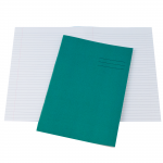 Exercise Books, A4, 32 Pages, Ruled 8mm Feint and Margin, Green Covers, Pack of 100