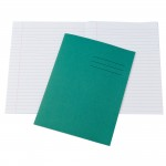 Exercise Books, 229x178mm, 48 Pages, Ruled 8mm Feint and Margin, Green Covers, Pack of 100abc