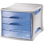 Drawer Unit, Intego 4, Grey/Transparent Blueabc