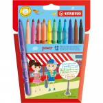 STABILO Power Medium Felt Tip Pens, Pack of 12, Assorted Coloursabc