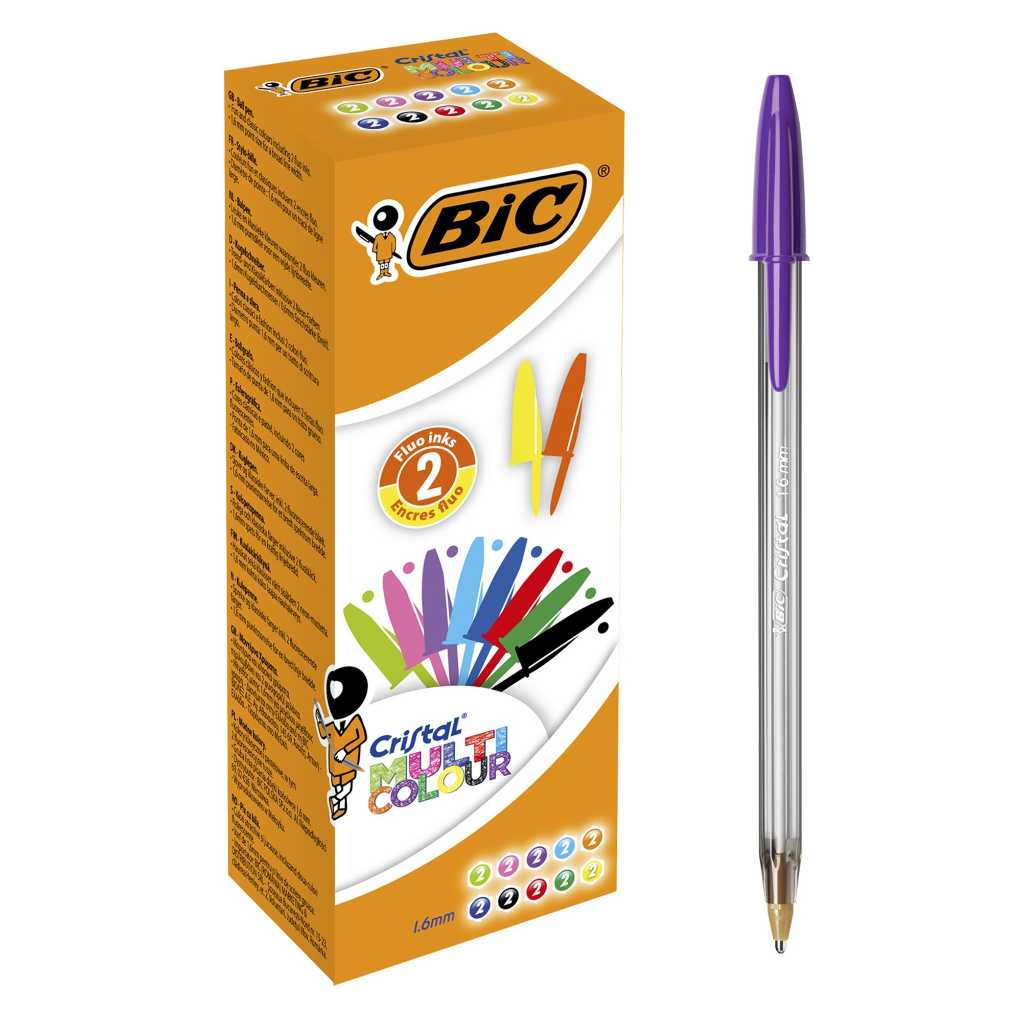 Bic Cristal Fun Ballpoint Pens Wide Point (1.6 mm) - Pink, Box of 20